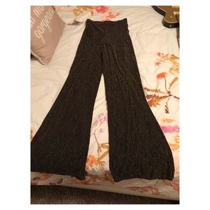 Nasty Gal Gold & Black Sparkly Bellbottom Pants